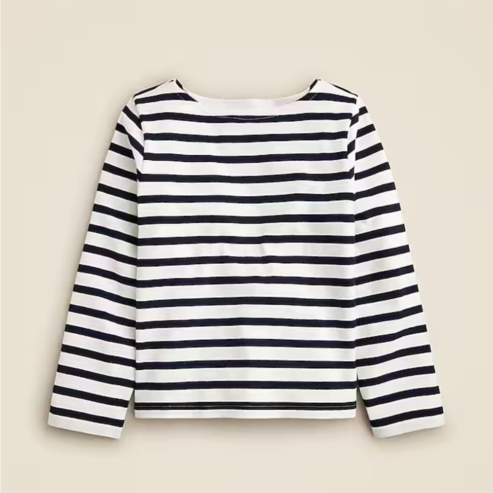 J. Crew Classic Mariner Boatneck T-Shirt in Navy Stripe, Size XS - NEW WITH TAGS